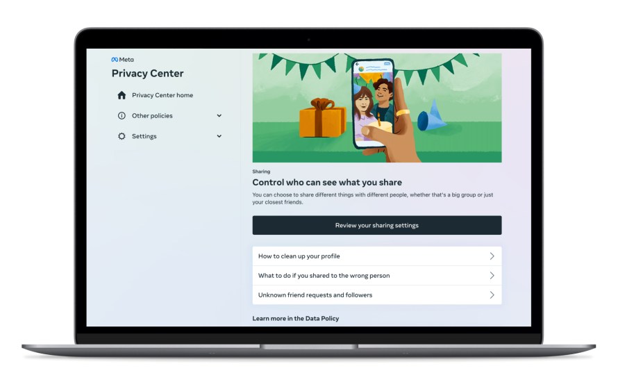 Screenshot of Privacy Center
