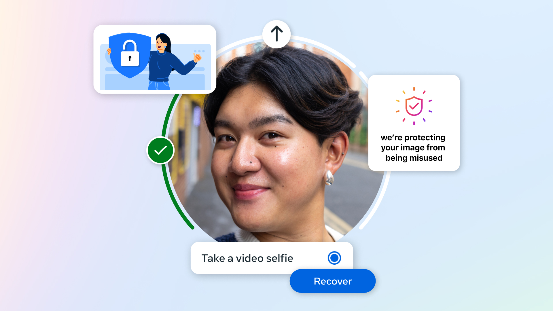 Photo of a woman taking a video selfie